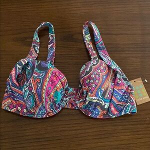 Title Nine Multicolor Paisley Bikini Top
